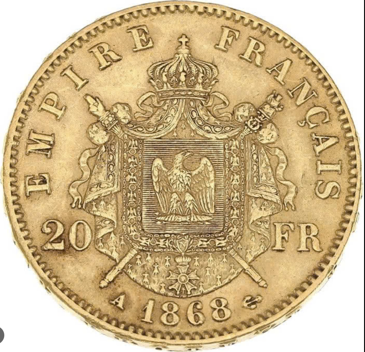 Fransk 20 franc guldmønt 1868