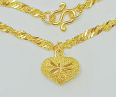 23 karat guldhalskæde med hjerte