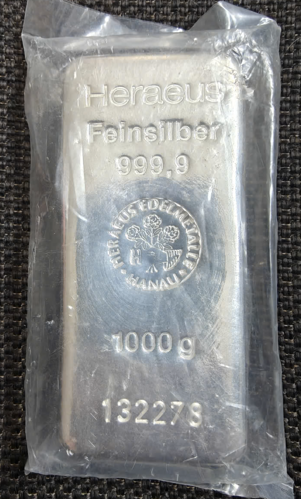 9999 sølvbar – Heraeus 1kg