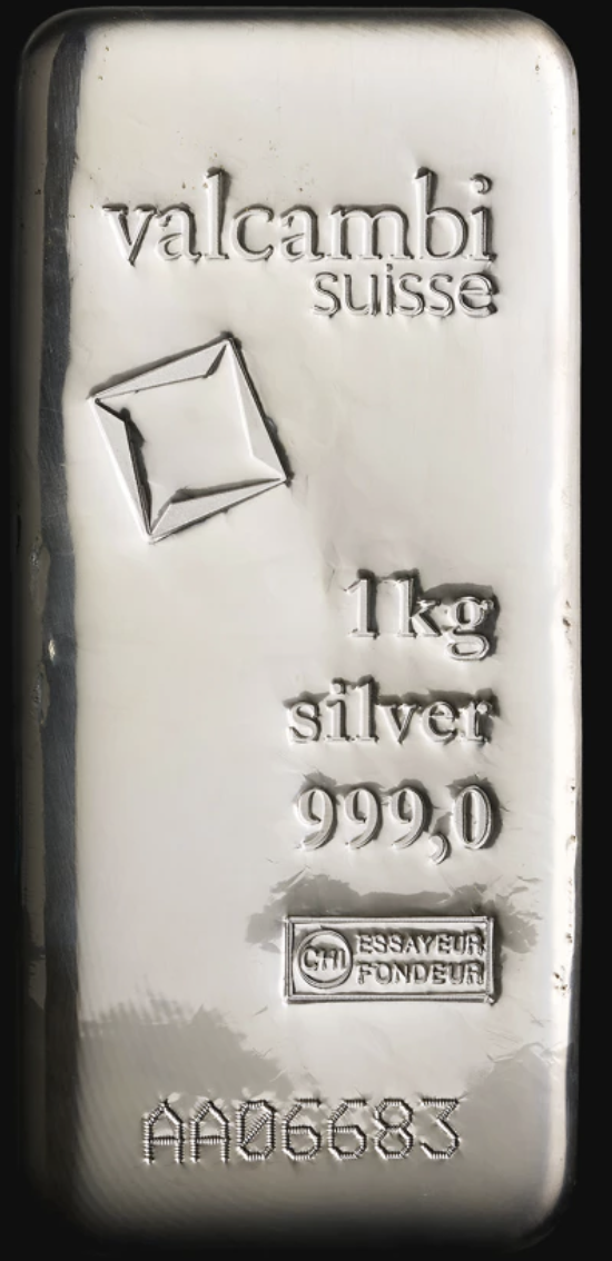 999 sølvbar – Valcambi 1kg