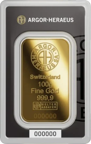 Argor-Heraeus 100 gram guldbarre