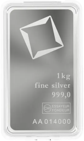 Valcambi Suisse 1 kg minted sølvbar