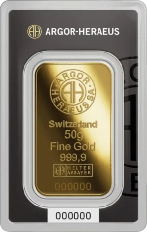 Argor-Heraeus 50 gram guldbarre
