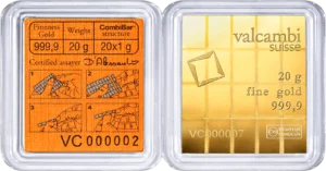 Valcambi Suisse 20 gram Combibar