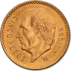 5 Pesos Hidalgo 1905-1959 Mexicansk Guldmønt