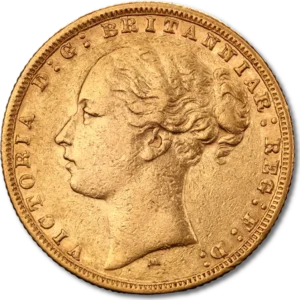 1 Britisk Sovereign Victoria Young Head 1838 - 1887 Guldmønt