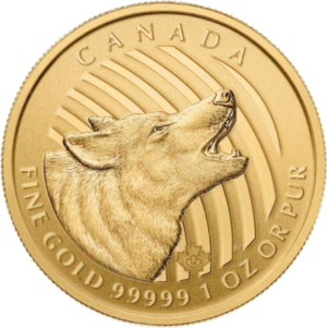1 oz Canadisk Call of the Wild Howling Wolf Guldmønt