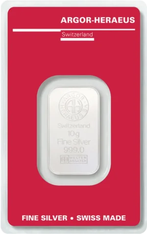 10 gram Sølvbarre Argor-Heraeus