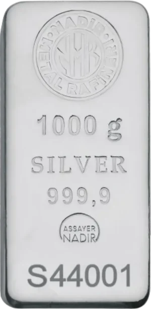 1 kg Sølvbarre Nadir Metals