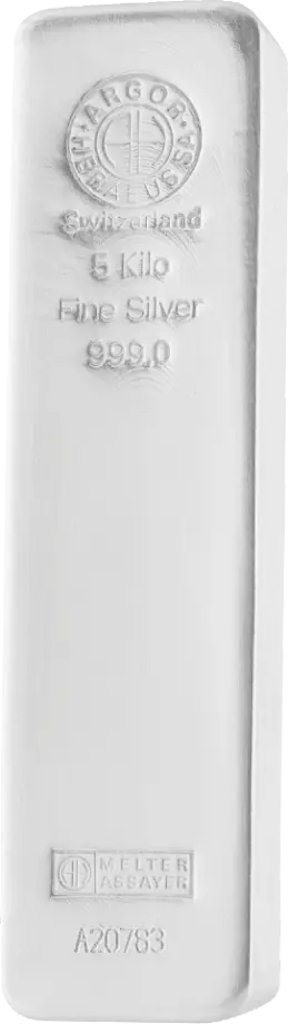 5 kg Sølvbarre Argor-Heraeus støbt