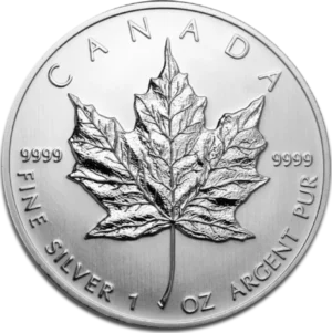 Canadisk Maple Leaf 1oz sølvmønt cirkuleret
