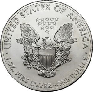 Amerikansk Eagle 1oz sølvmønt cirkuleret