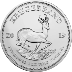 Sydafrikansk Krugerrand 1oz sølvmønt cirkuleret