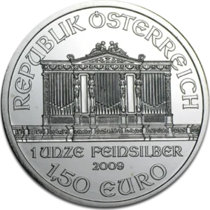 Østrigsk Philharmoniker 1oz sølvmønt cirkuleret