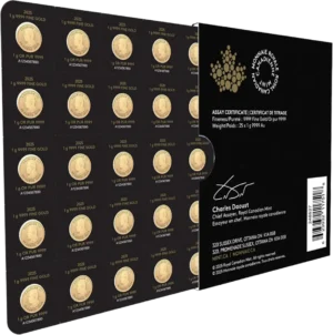 25 x 1g MapleGram guldmønter 2026